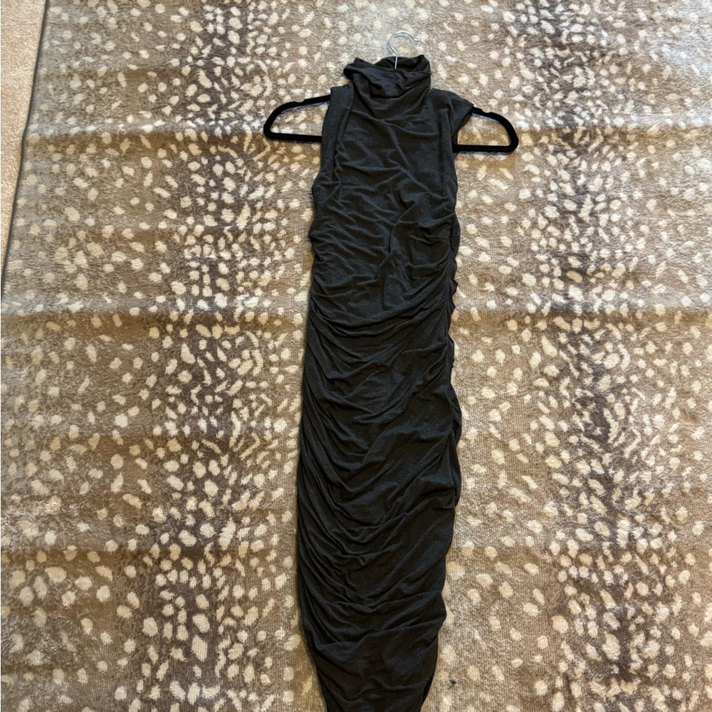 Charcoal Sleeveless Ruched Dress